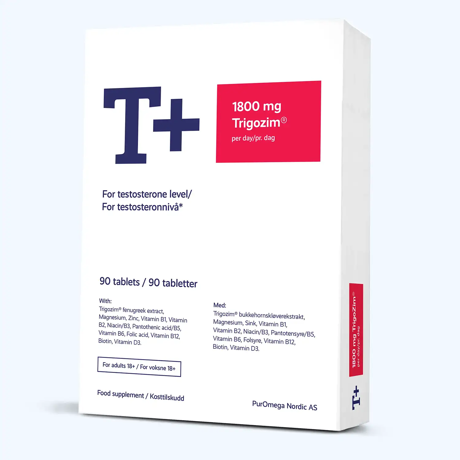 T+ 1800 mg – förpackning med 90 tabletter